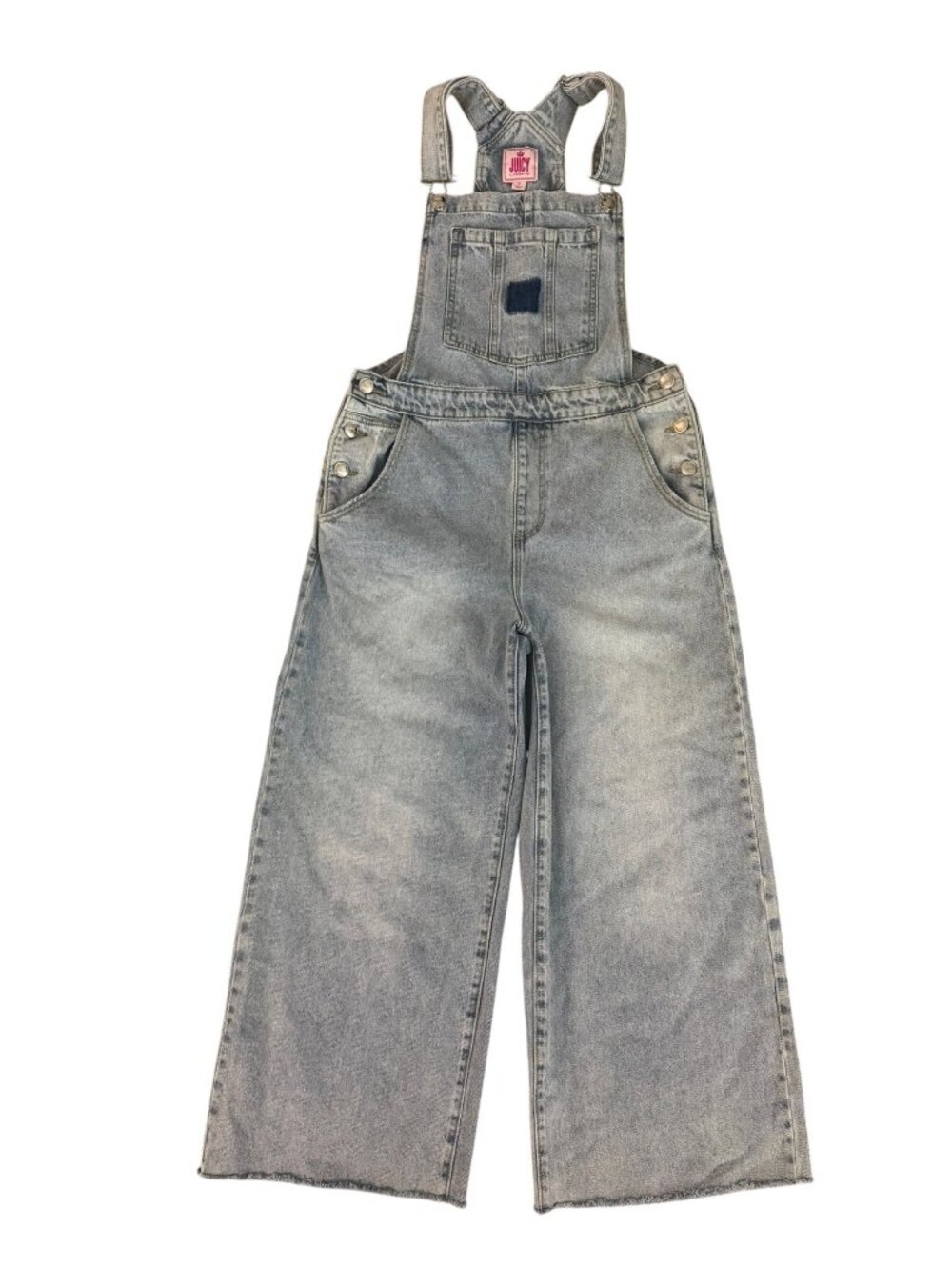 Juicy Couture Overalls Wide Leg Distressed Adjustable Size M Jeans Light Wash